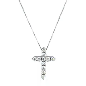 Цепочка из белого золота с крестиком с бриллиантами – Эксклюзивная (0,66 ct)