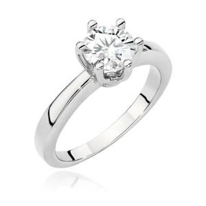 Klasikinis balto aukso žiedas su deimantu - Deimantinė Elegancija (1,00 ct F/SI2)