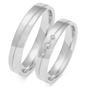 Vestuviniai žiedai – Trys deimantai (0,04 ct) (4 mm) (pora)