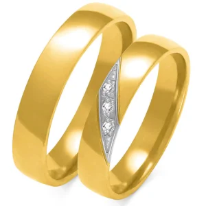 Vestuviniai žiedai - Klasika su deimantais (0,03 ct) (4 mm) (pora)