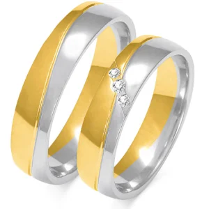 Vestuviniai žiedai - Klasika su deimantais (0,03 ct) (5 mm) (pora)