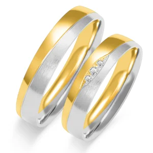 Vestuviniai žiedai – Bangelės (0,03 ct) (4.5 mm) (pora)