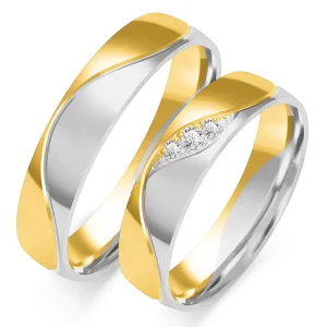 Vestuviniai žiedai – Deimantinės Bangelės (0,03 ct) (5 mm) (pora)