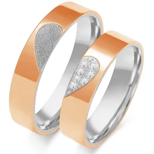 Vestuviniai žiedai – Meilės širdelės (0,07 ct) (5 mm) (pora)
