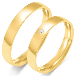 Vestuviniai žiedai – Klasika su deimantu (3.5 mm) (0,015ct) (pora)