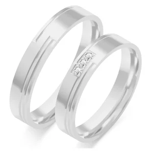 Vestuviniai žiedai – Modernus deimantai (4 mm) (0,03 ct) (pora)