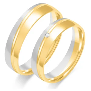 Vestuviniai žiedai – Deimantinė banga (5 mm) (0,01 ct) (pora)