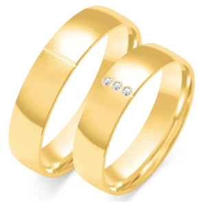 Vestuviniai žiedai – Klasika su deimantais (5 mm) (0,04ct) (pora)