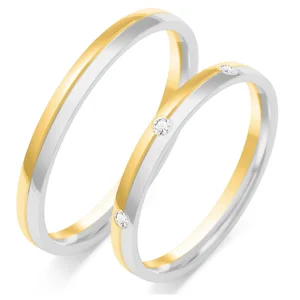 Vestuviniai žiedai – Minimalistinis modernas (0,11 ct) (2.5 mm) (pora)