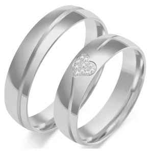Vestuviniai žiedai – Deimantinė Širdelė (0,05 ct) (5 mm) (pora)