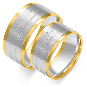 Platūs vestuviniai žiedai - Šilkiniai (0,10 ct) (8 mm) (pora)