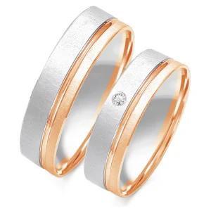 Vestuviniai žiedai – Spindintis matas (0,02 ct) (5 mm) (pora)