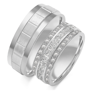 Vestuviniai žiedai - Skirtingi deimantai (7,50 mm) (3,00 ct) (pora)