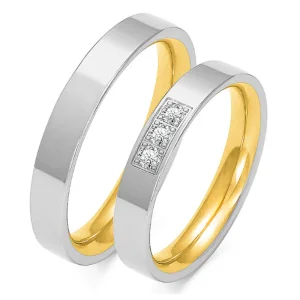 Vestuviniai žiedai – Trys deimantai (3,7 mm) (0,15 ct) (pora)