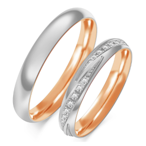 Vestuviniai žiedai - Deimantinė meilė (3,5 mm) (0,30 ct) (pora)