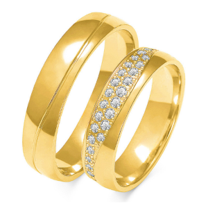 Vestuviniai žiedai - Sujungti Širdimis (5 mm) (0,30 ct) (pora)
