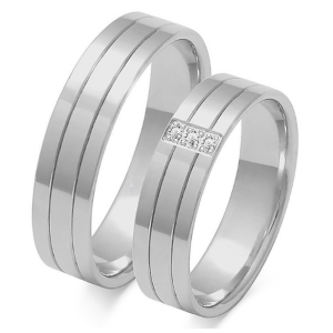 Vestuviniai žiedai su deimantais - Trilium (5 mm) (0,04 ct) (pora)