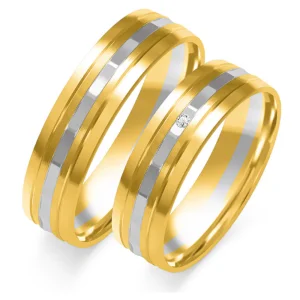 Vestuviniai žiedai – Unikali linija (5.5 mm) (0,01 ct) (pora)