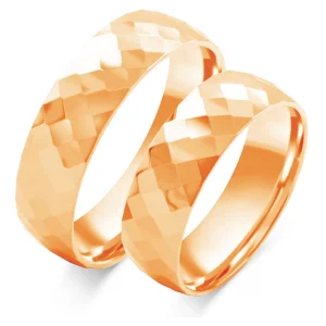 Platūs vestuviniai žiedai – Rombo raštas (6 mm) (pora)