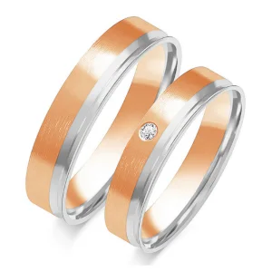 Vestuviniai žiedai – Dvi linijos (4.5 mm) (0,02 ct) (pora)