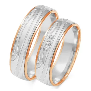 Vestuviniai žiedai su faktūra – Paplūdimys (5.5 mm) (0,035ct) (pora)