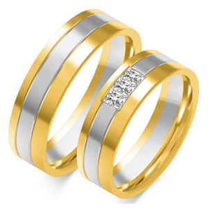Vestuviniai žiedai su stačiakampiais deimantais (0,24 ct) (6 mm) (pora)