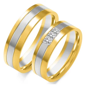 Vestuviniai žiedai su stačiakampiais deimantais (0,24 ct) (6 mm) (pora)