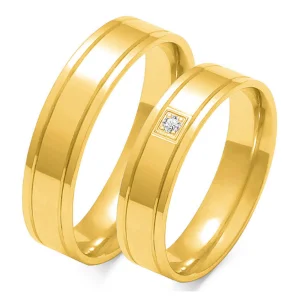 Vestuviniai žiedai – Deimantinė svajonė (0,02 ct) (5 mm) (pora)