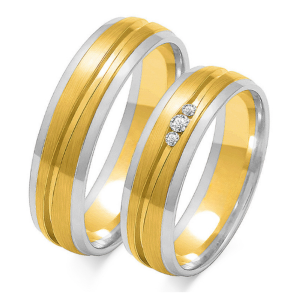 Vestuviniai žiedai – Reljefinė banga (0,04 ct) (5.5 mm) (pora)