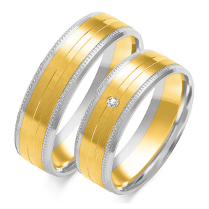 Vestuviniai žiedai – Ypatingas kraštelis (0,015 ct) (6 mm) (pora)