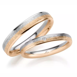 Modernus vestuvinis žiedas su deimantu - Stilizuotas (0,01 ct)