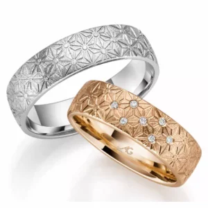 Matinis vestuvinis žiedas be deimantu – Raštai II