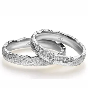 Gerstner vestuvinis žiedas su deimantais – Reljefas X (0,073 ct)