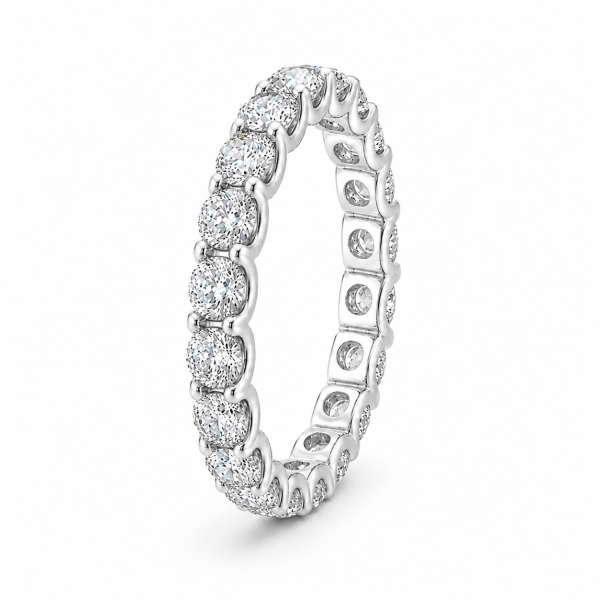 Balto aukso žiedas su deimantais – deimantinė juostelė (2,90 ct)