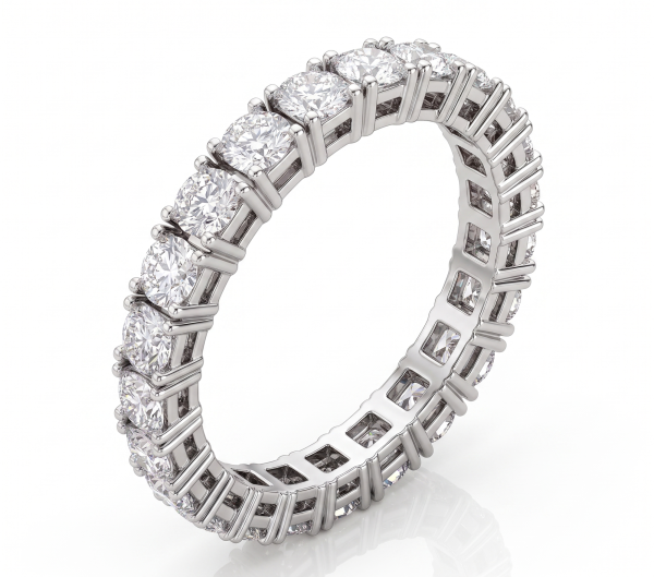 Balto aukso žiedas „Deimantinė linija“ su deimantais (2,89 ct) 1