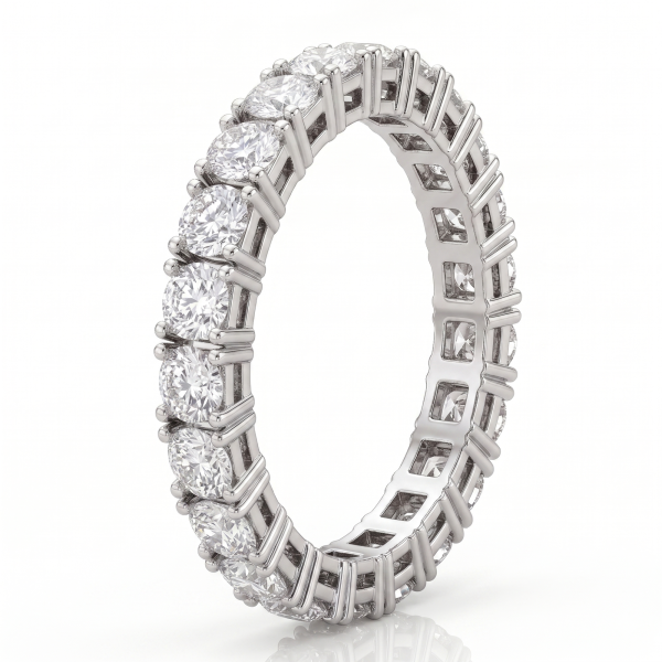 Balto aukso žiedas „Deimantinė linija“ su deimantais (2,89 ct) 2