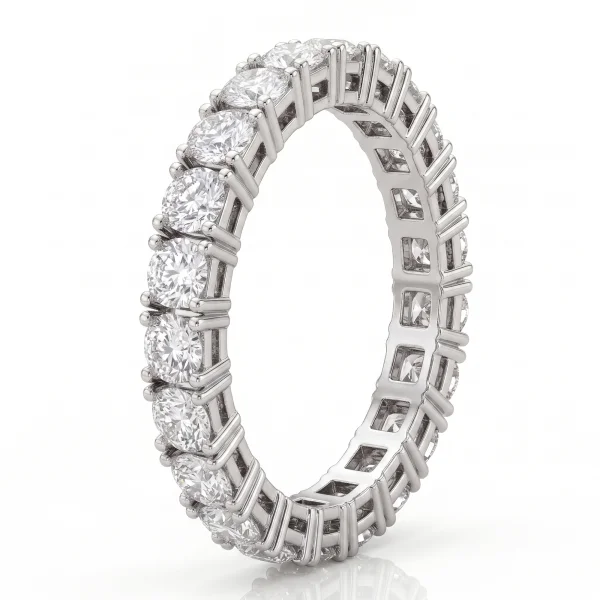 Balto aukso žiedas „Deimantinė linija“ su deimantais (2,89 ct) 2