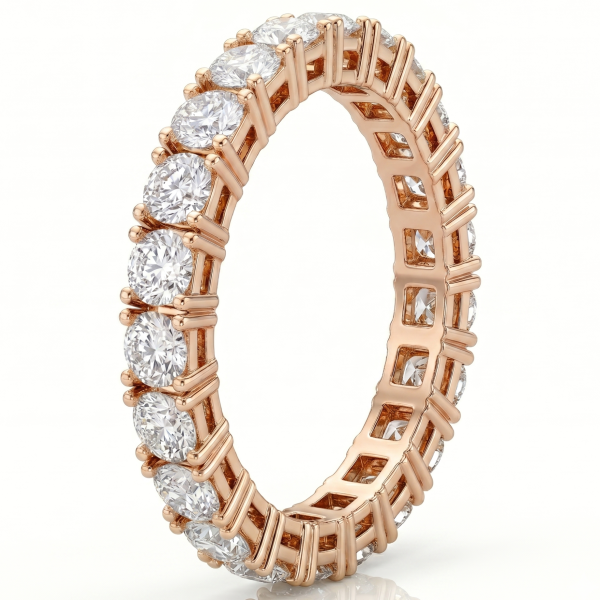Raudono aukso žiedas „Deimantinė linija“ su deimantais (2,89 ct)