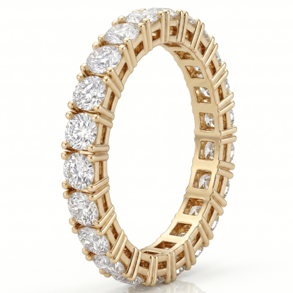 Geltono aukso žiedas „Deimantinė linija“ su deimantais (2,89 ct)