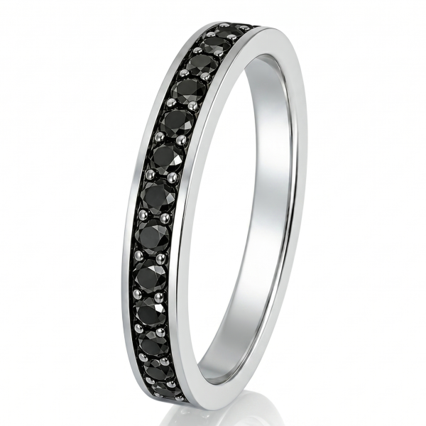 Deimantinė naktis – balto aukso žiedas su juodais deimantais (0,45 ct)