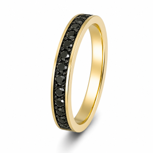 Deimantinė naktis – geltono aukso žiedas su juodais deimantais (0,45 ct)