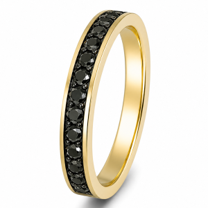 Deimantinė naktis – geltono aukso žiedas su juodais deimantais (0,45 ct)
