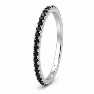 Juodas spindesys – balto aukso žiedas su juodais deimantais (0,50 ct) balto aukso