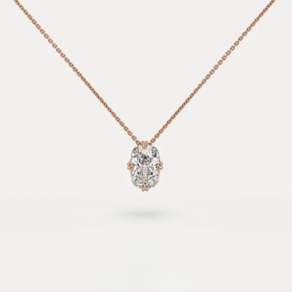 Klasikinis pakabukas su pagalvėlės formos deimantu iš raudono aukso