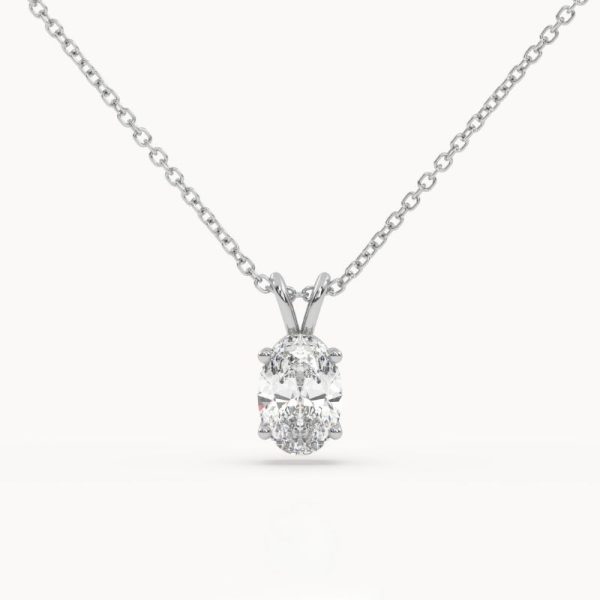 Klaskinis pakabukas su ovalo formos deimantu iš balto aukso arba platinos