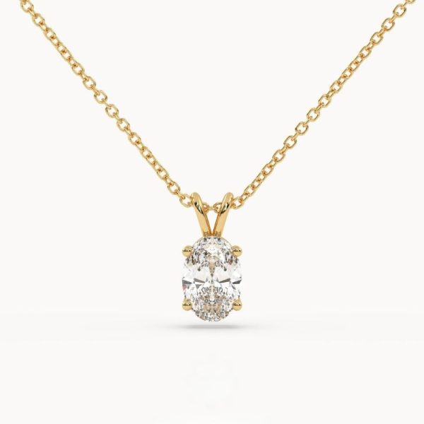 Klaskinis pakabukas su ovalo formos deimantu iš geltono aukso