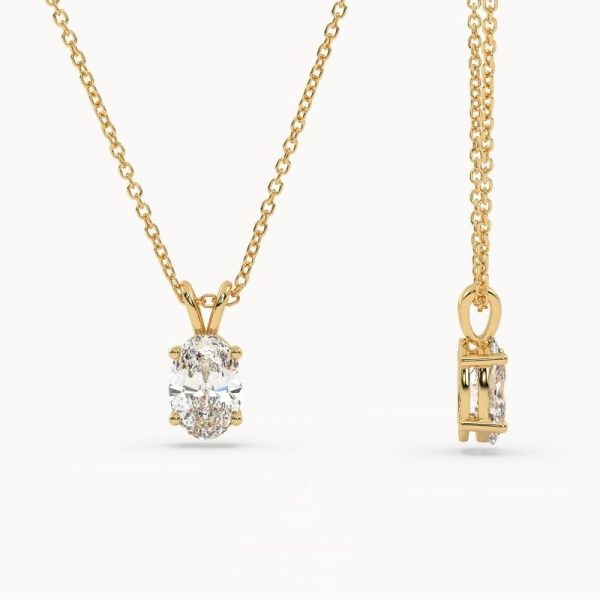 Klaskinis pakabukas su ovalo formos deimantu iš geltono aukso