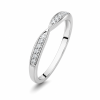 Minimalistinis balto aukso žiedas su deimantais (0,10 ct)