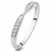 Minimalistinis balto aukso žiedas su deimantais (0,10 ct)