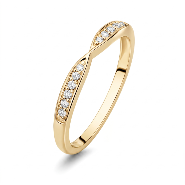 Minimalistinis balto aukso žiedas su deimantais (0,10 ct)